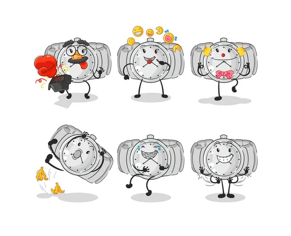 Wristwatch Comedy Set Character Cartoon Mascot Vecto — Stock Vector