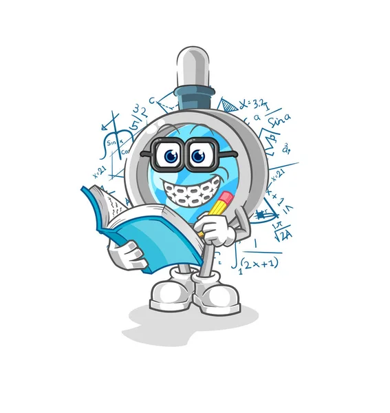Magnifying Glass Geek Cartoon Cartoon Mascot Vecto — Stok Vektör
