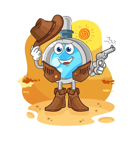 Magnifying Glass Cowboy Gun Character Vecto — Stock Vector