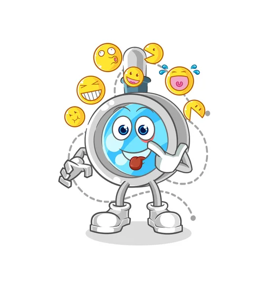 Magnifying Glass Laugh Mock Character Cartoon Mascot Vecto — Stok Vektör