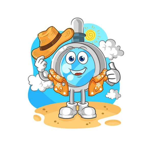 the magnifying glass go on vacation. cartoon mascot vecto