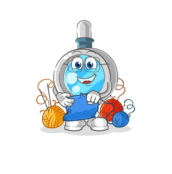 Magnifying Glass Tailor Mascot Cartoon Vecto — Stockový vektor