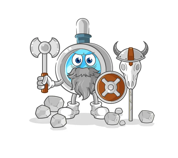 Magnifying Glass Viking Illustration Character Vecto — Stock Vector