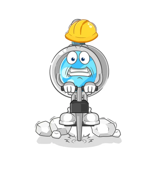 Magnifying Glass Drill Ground Cartoon Character Vecto — Stock Vector