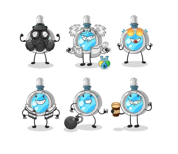 Magnifying Glass Villain Group Character Cartoon Mascot Vecto — Stok Vektör