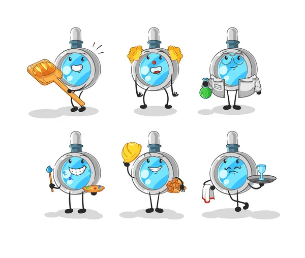 the magnifying glass profession set character. cartoon mascot vecto