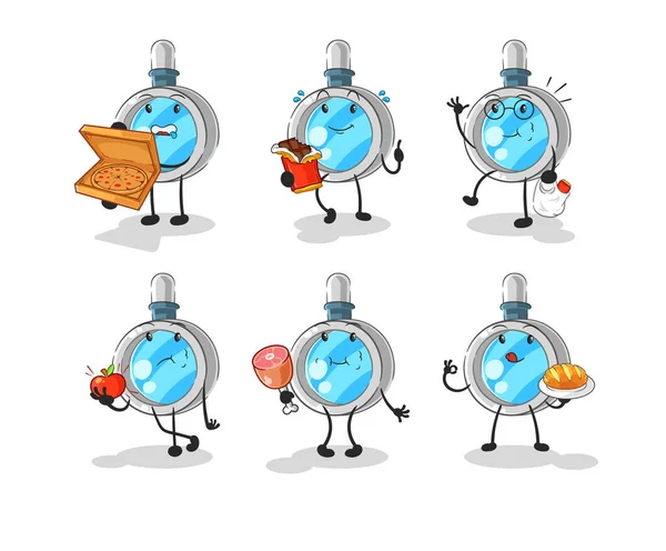 the magnifying glass food set character. cartoon mascot vecto