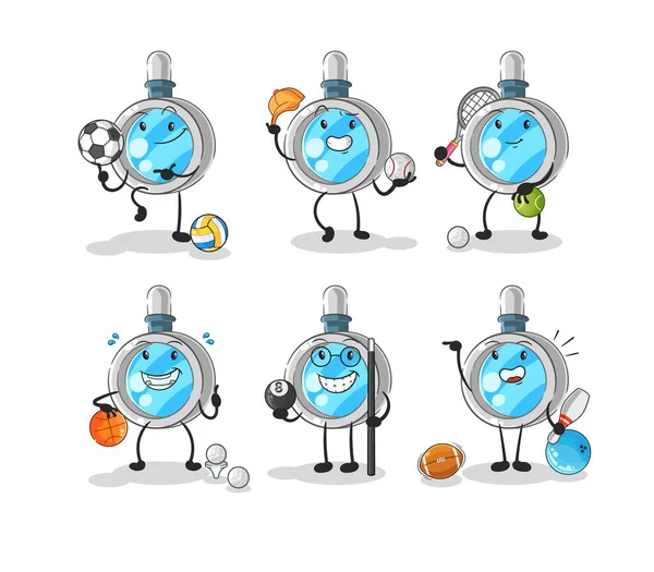 the magnifying glass sport set character. cartoon mascot vecto