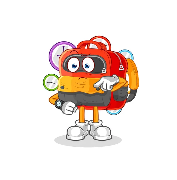 Backpack Wristwatch Cartoon Cartoon Mascot Vecto — 图库矢量图片