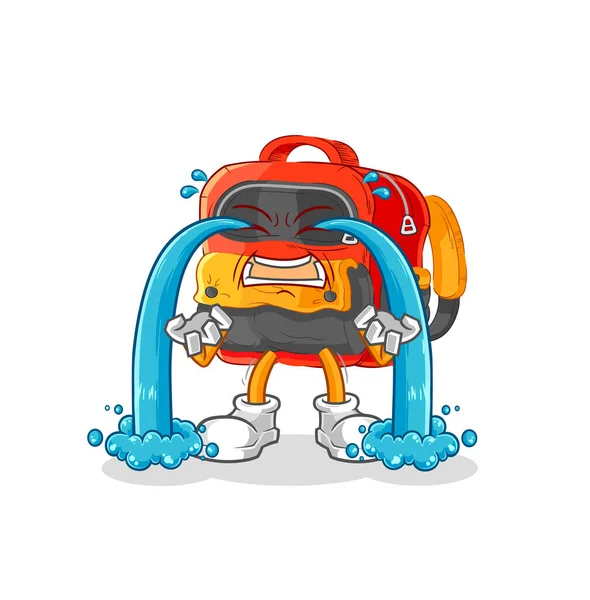 the backpack crying illustration. character vecto