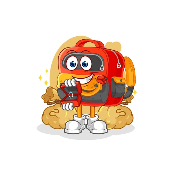 Backpack Propose Ring Cartoon Mascot Vecto — Stockvektor