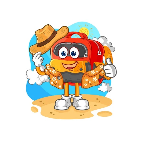 the backpack go on vacation. cartoon mascot vecto