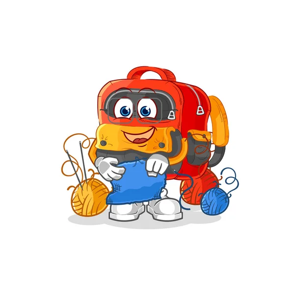 Backpack Tailor Mascot Cartoon Vecto — Stockvector