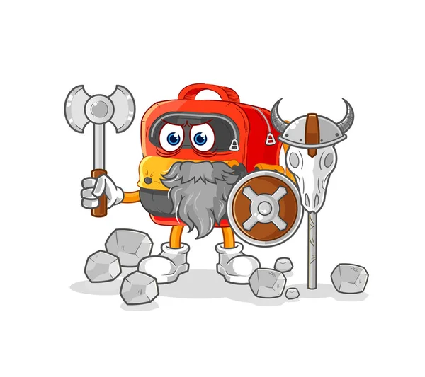 Backpack Viking Illustration Character Vecto — 스톡 벡터