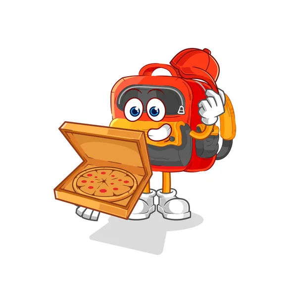 Backpack Pizza Delivery Boy Vector Cartoon Characte — Stock Vector