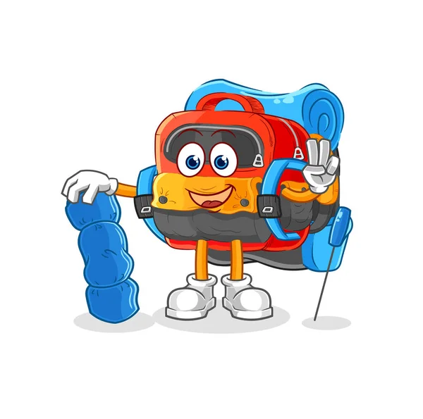 the backpack go camping mascot. cartoon vecto