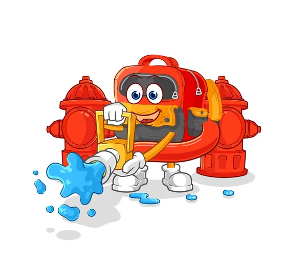 the backpack firefighter vector. cartoon characte
