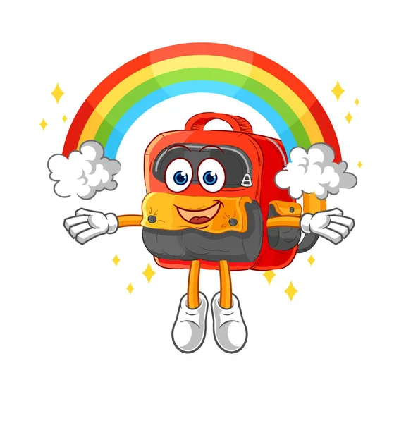 the backpack with a rainbow. cartoon vecto