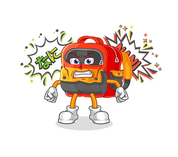 the backpack anime angry vector. cartoon characte