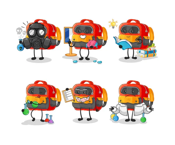 Backpack cute cartoon vector illustration icons set