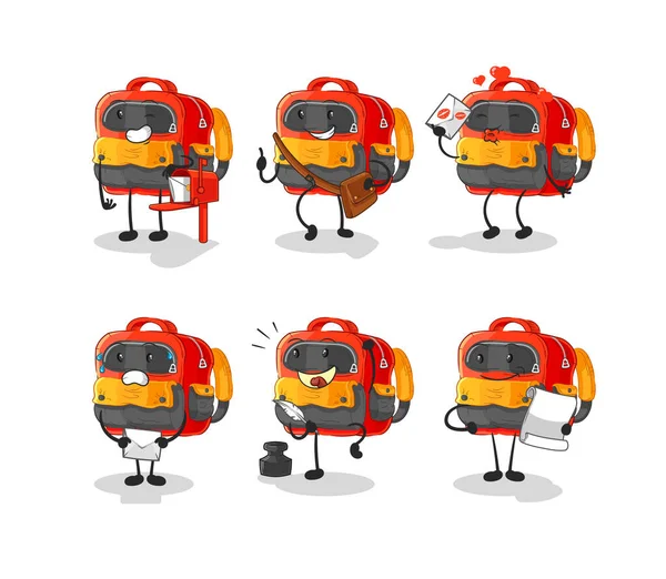 Backpack Cute Cartoon Vector Illustration Icons Set — Stockový vektor