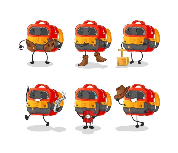 Backpack cute cartoon vector illustration icons set