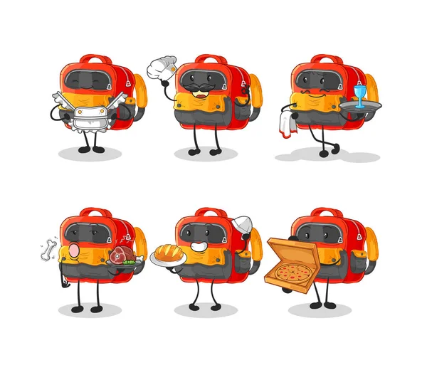 Backpack cute cartoon vector illustration icons set