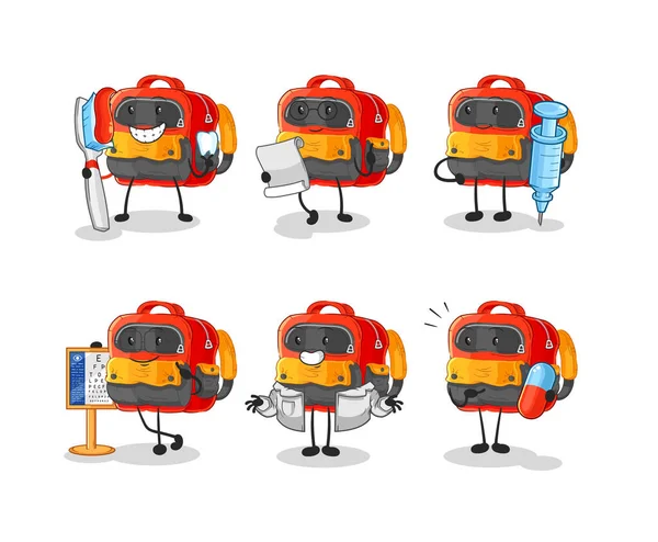 Backpack cute cartoon vector illustration icons set