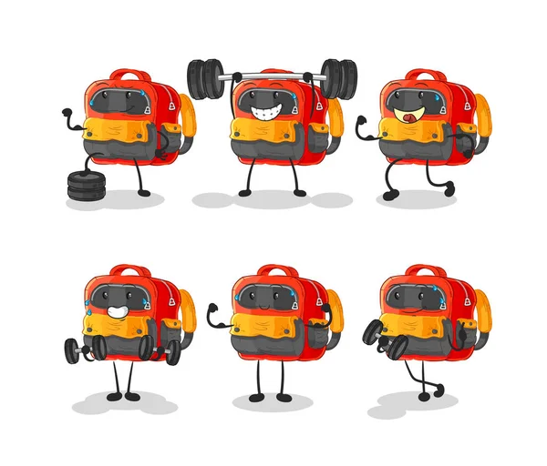 Rucksack Niedlich Cartoon Vektor Illustration Icons Set — Stockvektor