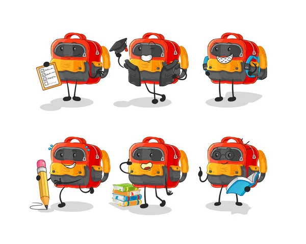 Backpack Cute Cartoon Vector Illustration Icons Set — Stockvektor