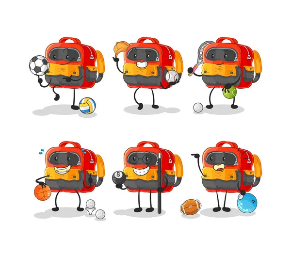 Backpack cute cartoon vector illustration icons set