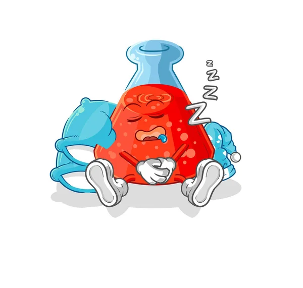 Chemical Tube Sleeping Character Cartoon Mascot Vecto — Stock Vector