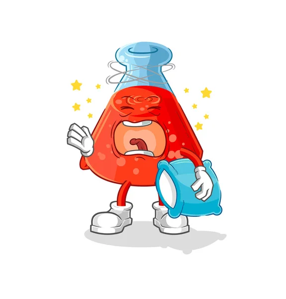 Chemical Tube Yawn Character Cartoon Mascot Vecto — Stock Vector