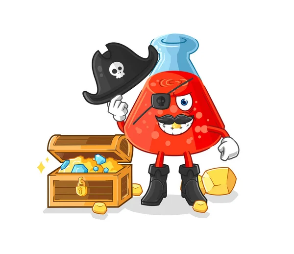 Chemical Tube Pirate Treasure Mascot Cartoon Vecto — Stock Vector