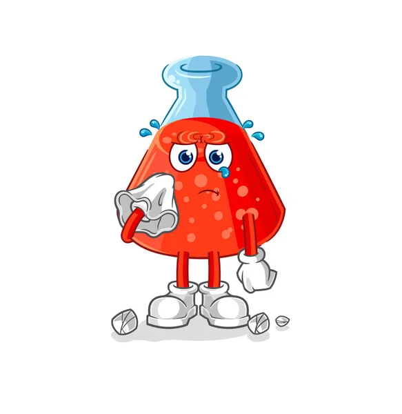 Chemical Tube Cry Tissue Cartoon Mascot Vecto — Stockvektor