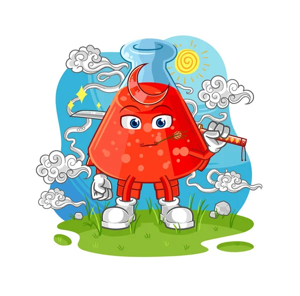 the chemical tube samurai cartoon. cartoon mascot vecto