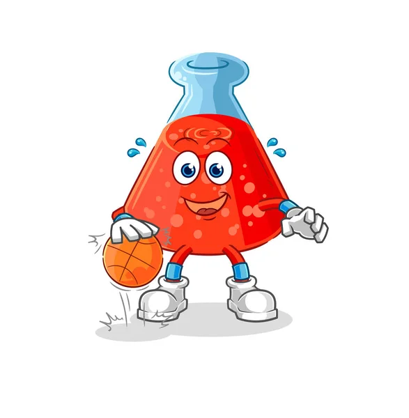 Chemical Tube Dribble Basketball Character Cartoon Mascot Vecto — Stockvector
