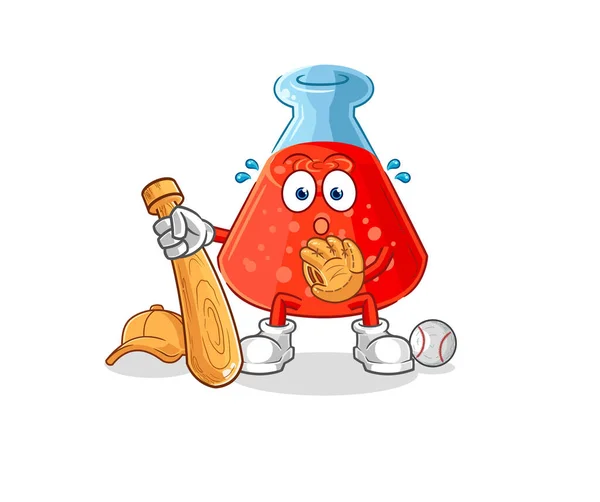 Chemical Tube Baseball Catcher Cartoon Cartoon Mascot Vecto — Stock Vector