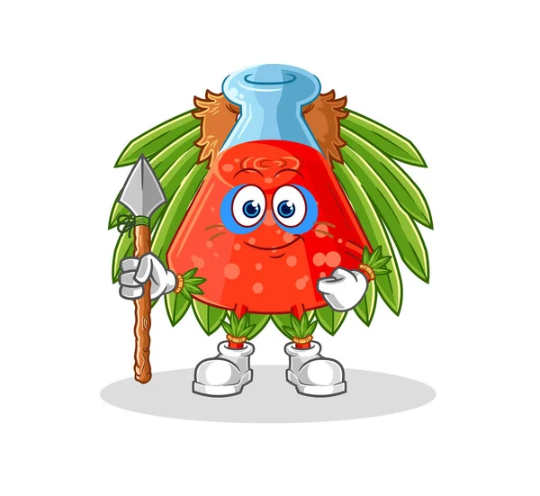 Chemical Tube Tribal Man Mascot Cartoon Vecto — Image vectorielle