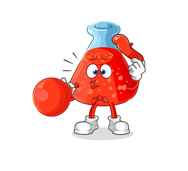 Chemical Tube Pantomime Blowing Balloon Cartoon Mascot Vecto — Stockvector