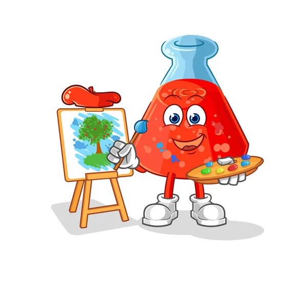 Chemical Tube Artist Mascot Cartoon Vecto — Vettoriale Stock