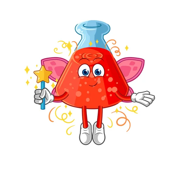 Chemical Tube Fairy Wings Stick Cartoon Mascot Vecto — Stockvector