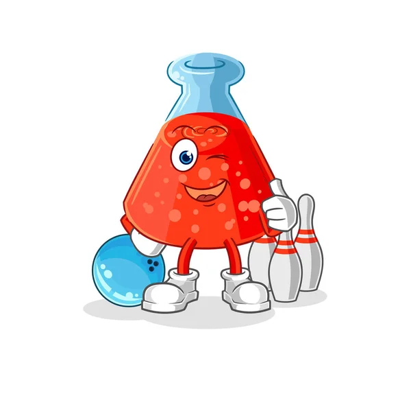 Chemical Tube Play Bowling Illustration Character Vecto — Stockvector