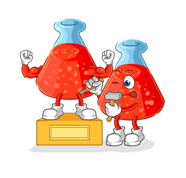 Chemical Tube Sculptor Character Cartoon Mascot Vecto — Stockvector