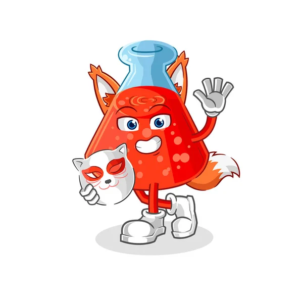 Chemical Tube Japanese Fox Character Cartoon Masco — 스톡 벡터