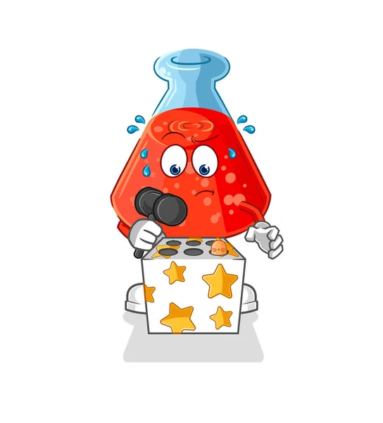 Chemical Tube Play Whack Mole Mascot Cartoon Vecto — Stock Vector