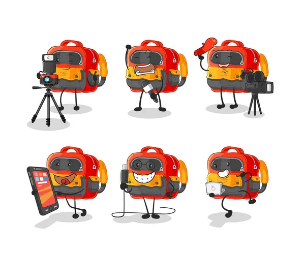 Backpack Cute Cartoon Vector Illustration Icons Set Gráficos De Vetores