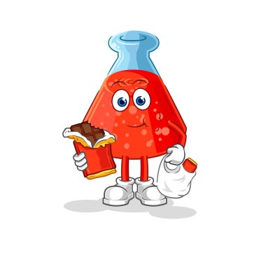 the chemical tube eat chocolate mascot. cartoon vecto