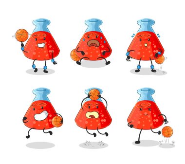 the chemical tube basketball player group character. mascot vecto