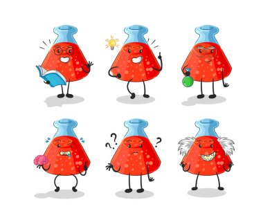 the chemical tube thinking group character. cartoon mascot vecto